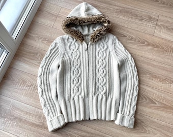 Avant Garde Japanese If Six Was Nine LGB Abercrombie Fitch Style Knit Fur Hoodie Unisex Size S