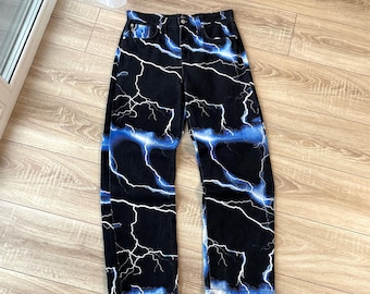 Jaded London Skate Fit Purple Lightning Bolt Jeans | Y2K