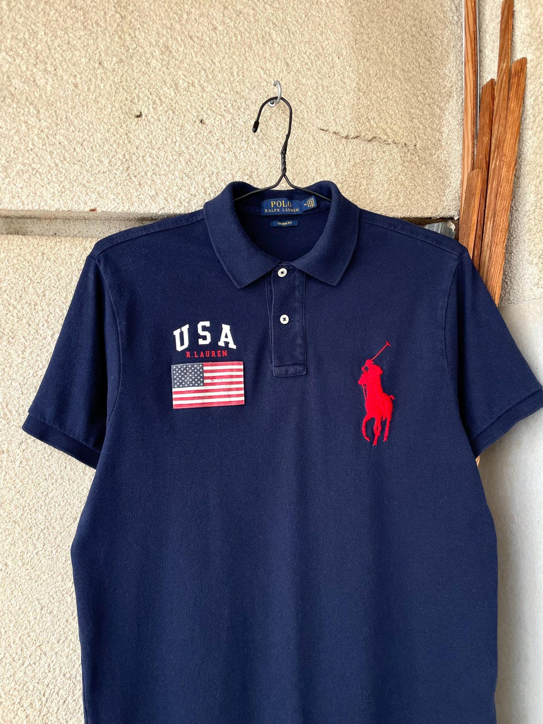 Polo Ralph Lauren USA Flag Logo Chief Keef Polo T Shirt Size M Vintage ...
