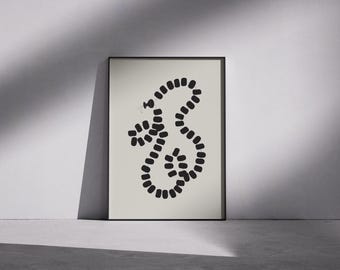 Prayer Beads Wall Art: Abstract Block Art, Faith, Meditation, Black Beige White (Digital Download)