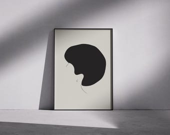 Afro Hair Wall Art: Heritage, Afrocentric, Organic Shapes, Black Beige White (Digital Download)