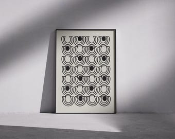 Abstract Floral Wall Art: Geometric Beige Print (Digital Download)