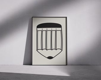 Large Scale Pencil Drawing: Contemporary Home Wall Art, Black Beige White (Digital Download)