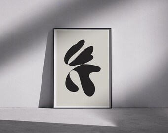Heritage Organic Wall Art: Abstract Block Art, Black Beige White (Digital Download)