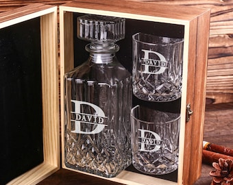 Personalized Whiskey Decanter Set and Glass with Gift Box