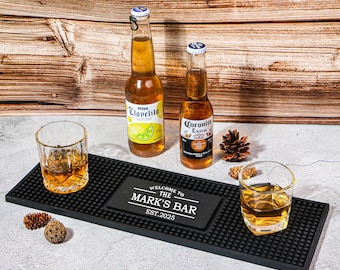 Aangepaste barmat, gepersonaliseerde barlopercadeaus, aangepaste tekstnaam siliconen bierviltje, thuisbaraccessoires, thuisbarcadeau voor mannen, cadeaus voor heren
