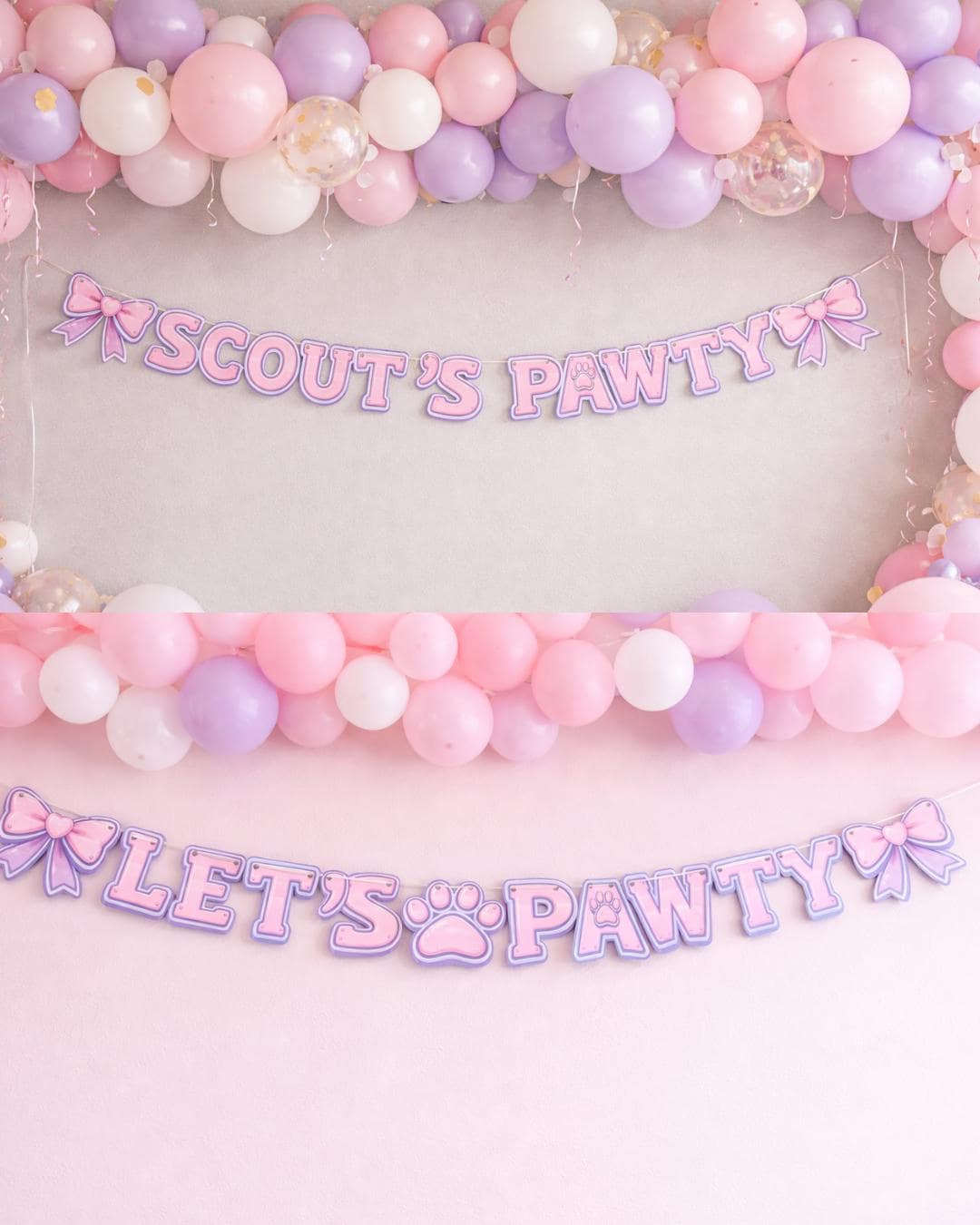 Puppy Dog Birthday Banner: Pastel Pink Paw Print Party Decoration - Etsy