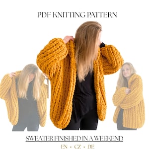Loop Yarn Sweater Knitting Pattern Bundle S M L | Strickanleitung Set | No Needles PDF | Beginner Friendly | All Sizes | Cz EN DE