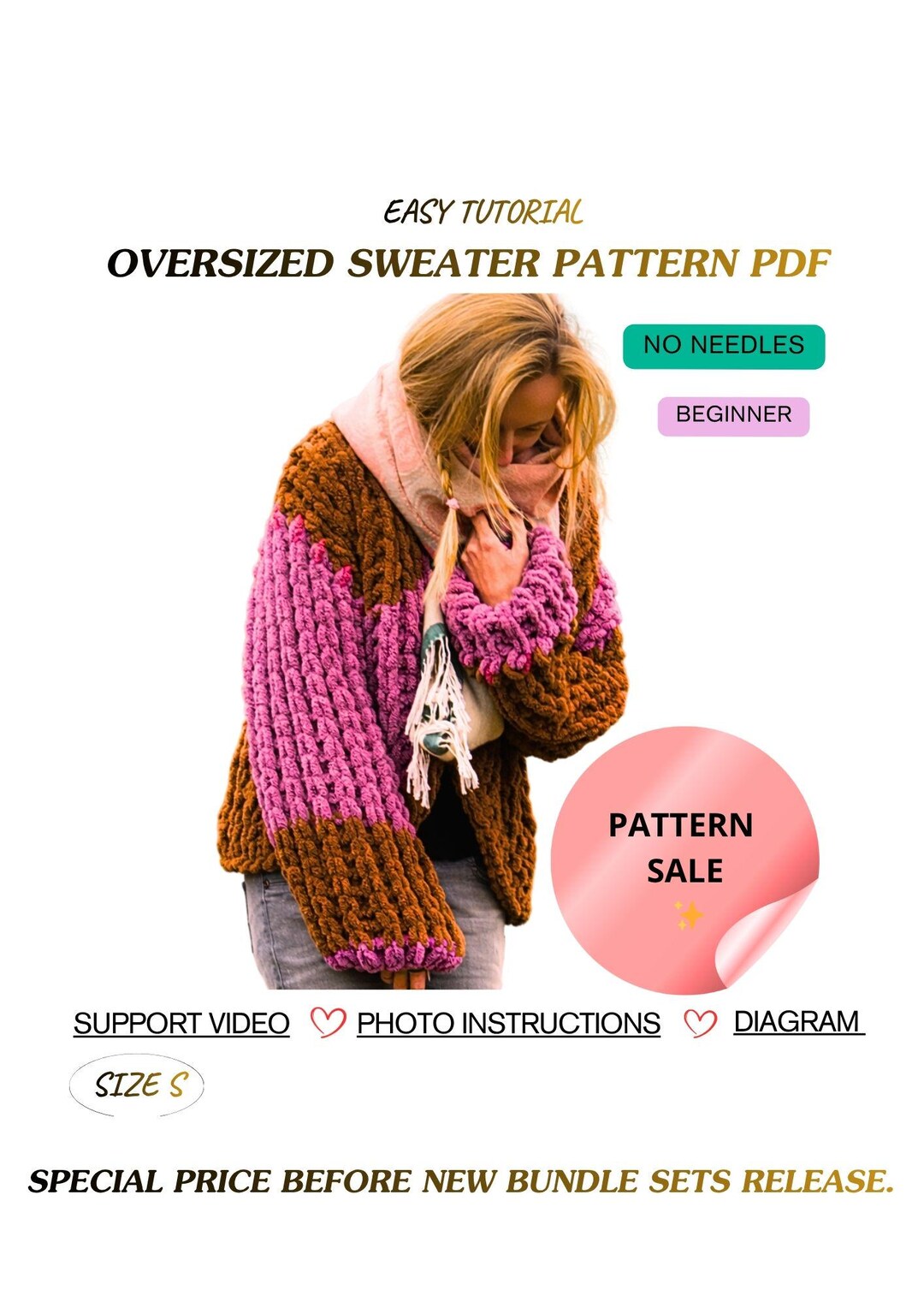 Fluffy Sweater Pattern PDF, Loop Yarn Sweater, No Needles Knitting ...