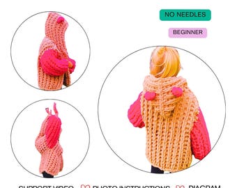 Kids Sweater Pattern Bundle PDF | Loop Yarn Cardigan | Alize Puffy | Finger Knitting | Beginner | Sizes 98–128
