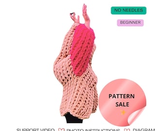 Kids Loop Yarn Sweater Pattern PDF | Chunky Child Cardigan | Alize Puffy Sweater | No Needles Finger Knitting | Beginner Friendly