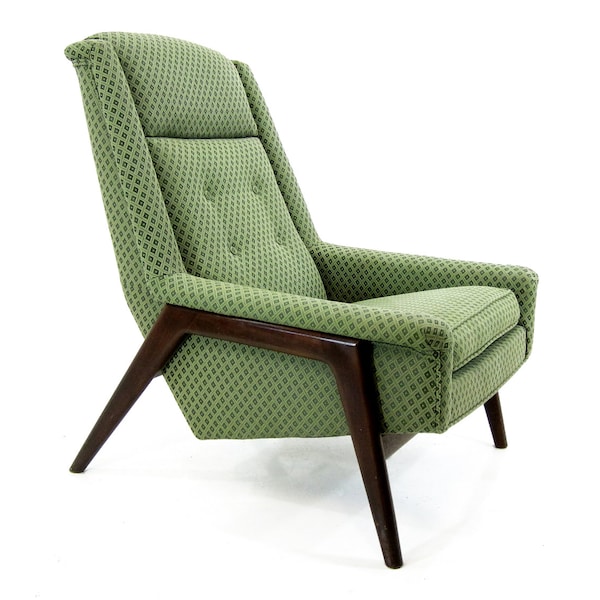 RESERVED LISTING -------- Danish Modern Lounge Chair, Green on Walnut