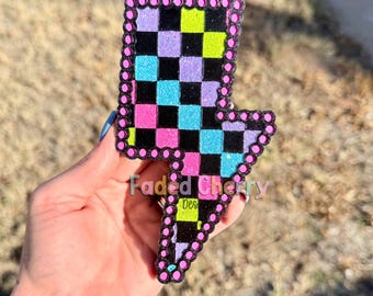 Checkered Lightning Bolt Car Freshie - Made to Order