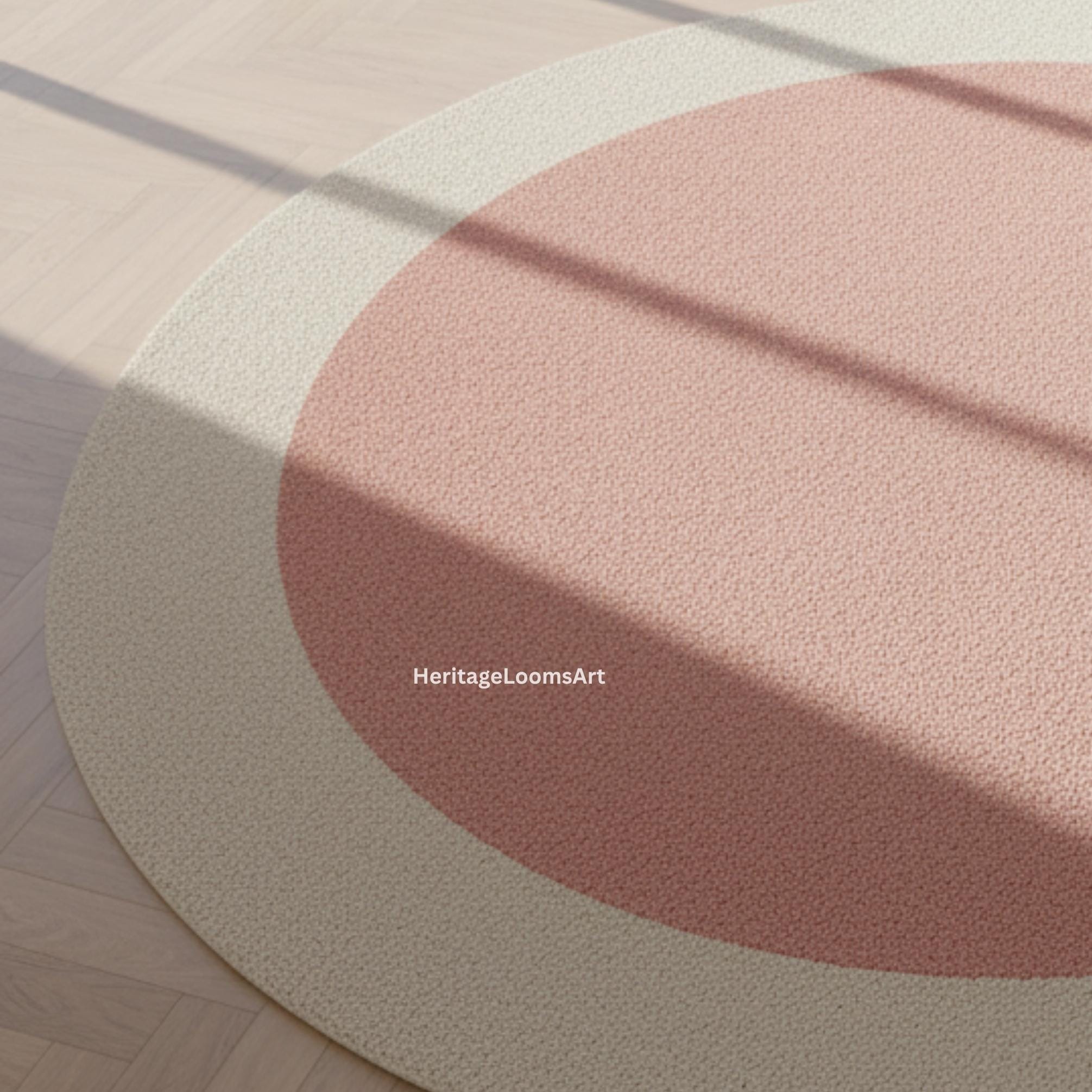 Minimalist Round Rug | Blush Pink & Ivory Circle | Handmade Wool Rug - Etsy
