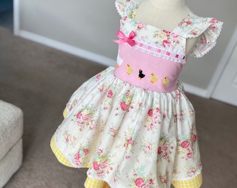 limited edition Mama duck with baby ducklings toddler girls flutter sleeve dress