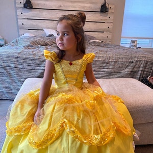 Girls Princess Belle long length Dress with built-in layers image 1