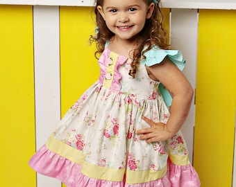 Sabrina Dress: Rose Garden Flutter Sleeve Dress