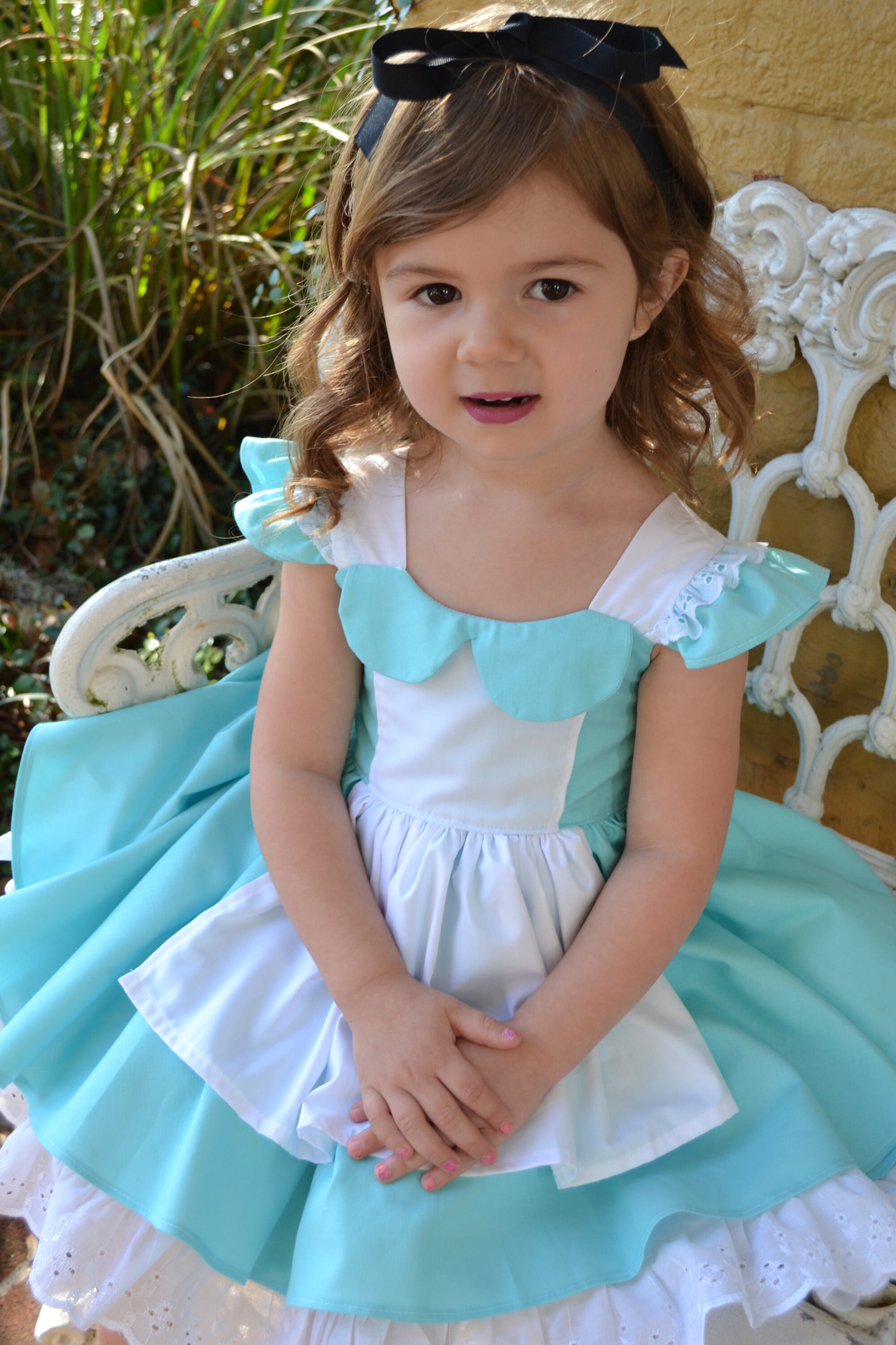 Alice in Wonderland Girls Flutter Sleeve Dress With Built in Etsy Canada