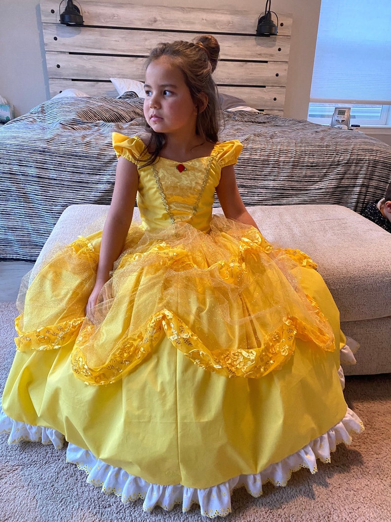 Girls Princess Belle long length Dress with built-in layers image 1