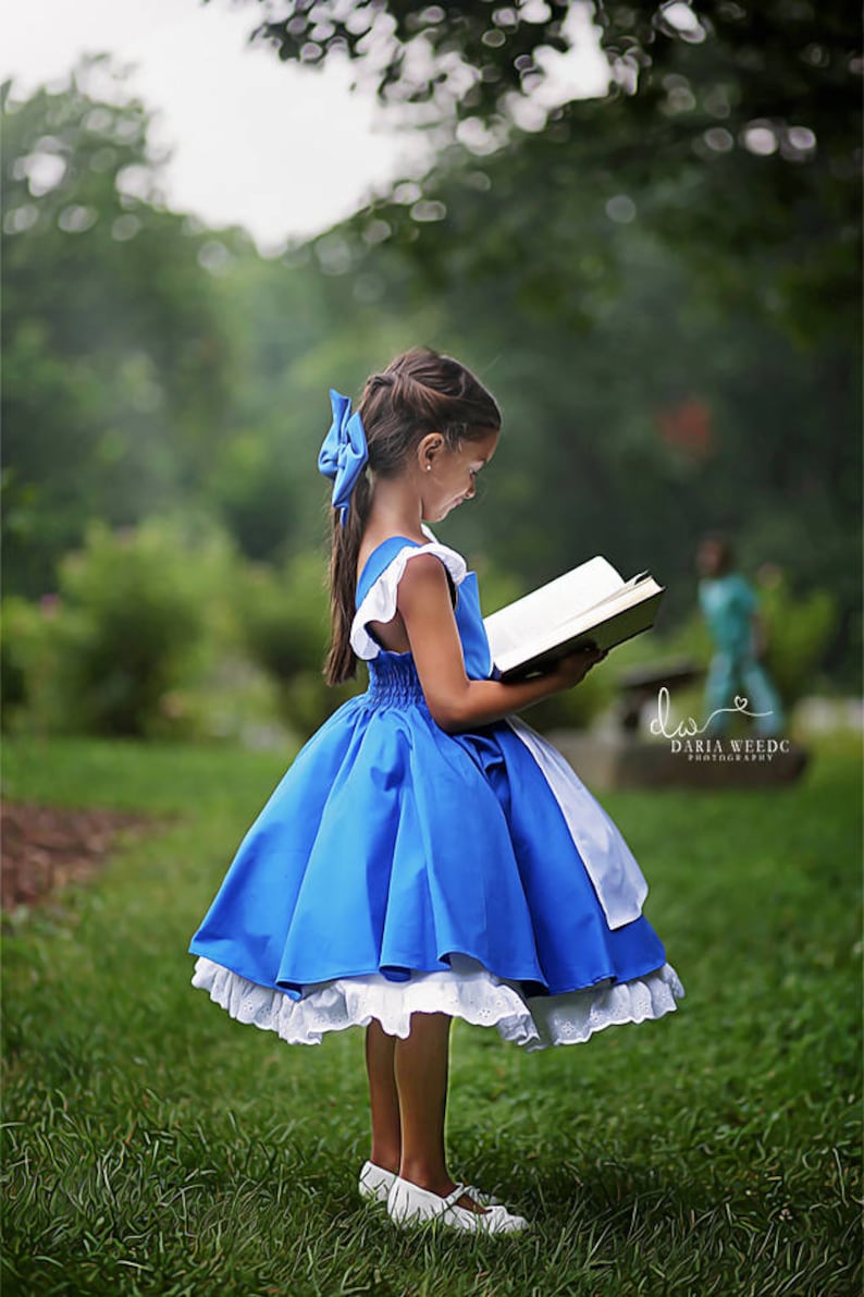 Belle Everyday Blue Provincial Dress with built in underskirt image 1