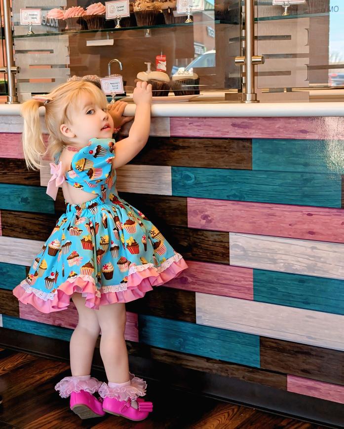 cupcake first birthday dress Baby Girls First Birthday Bubble Romper with Hand Smocked Cupcakes main image 0