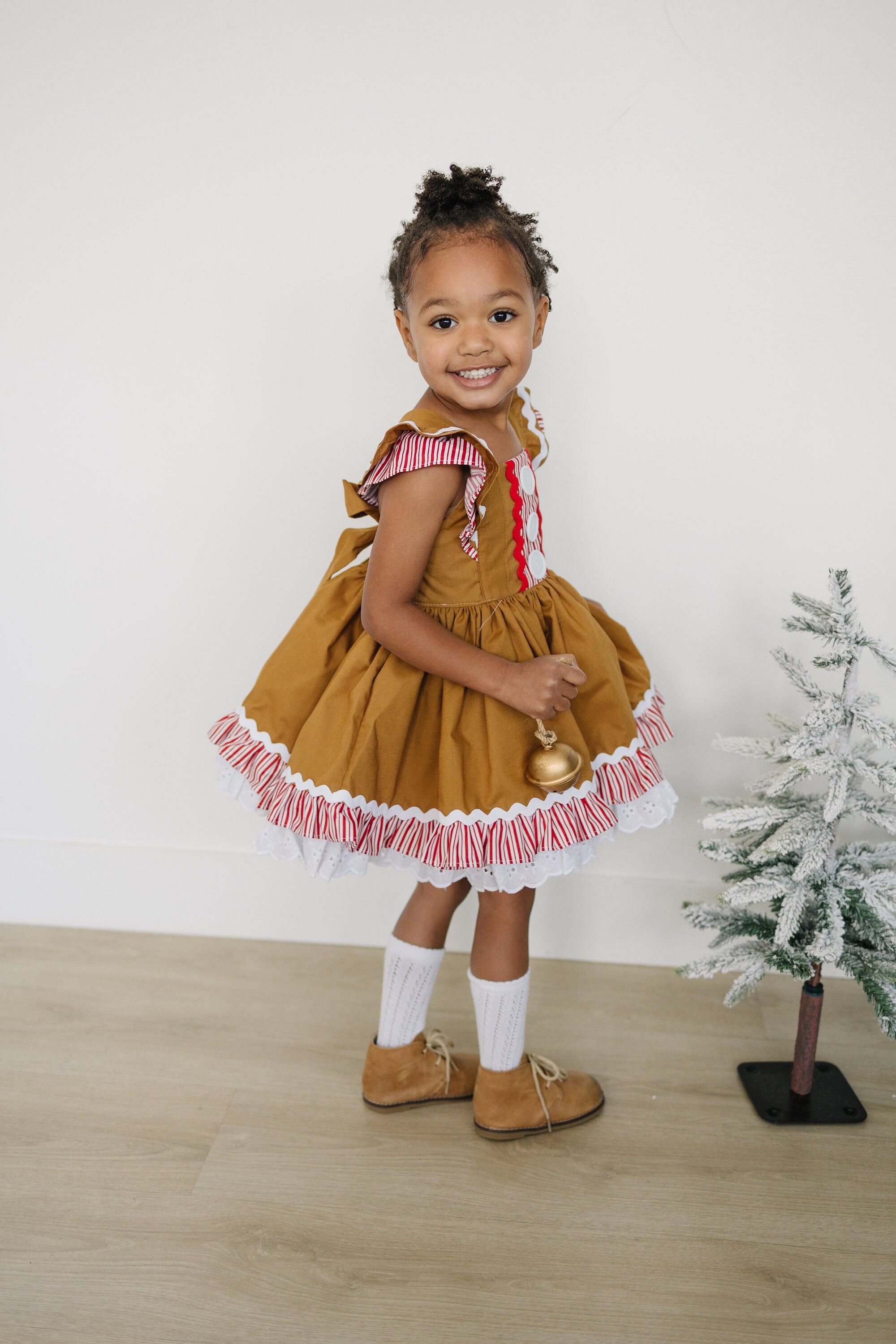 Joy and Gingerbread Girls Pinafore Dress - Etsy