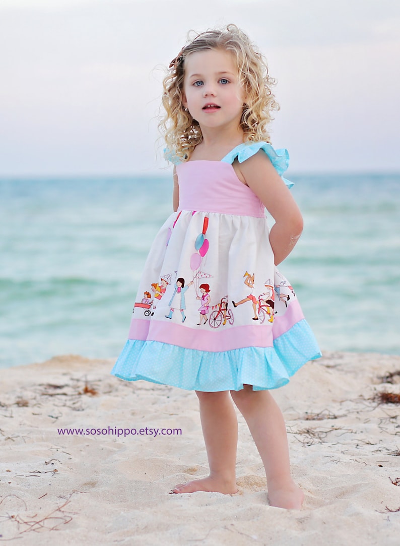 Audrey's Playdate Girls Flutter Sleeve Dress immagine 1