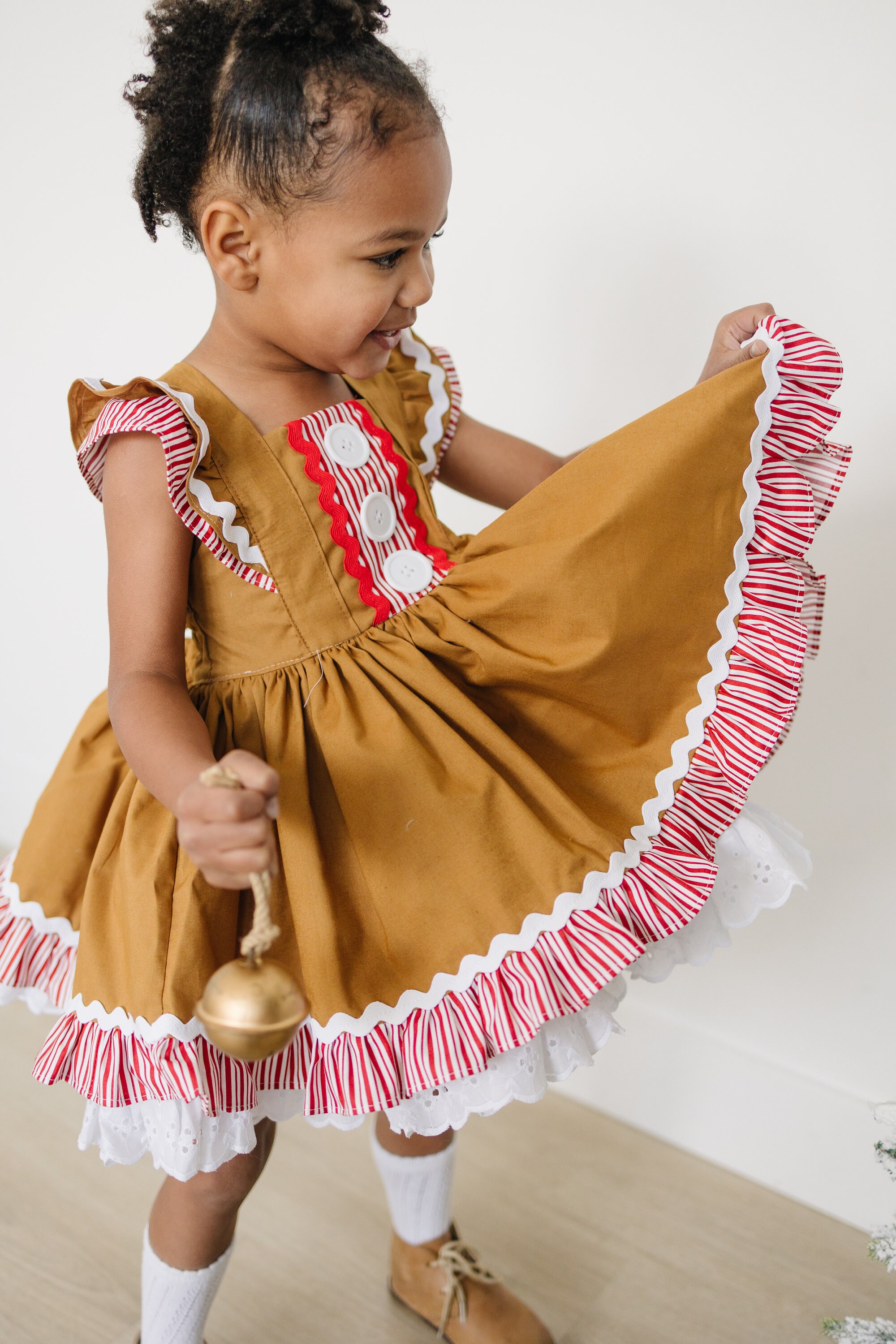 Joy and Gingerbread Girls Pinafore Dress - Etsy