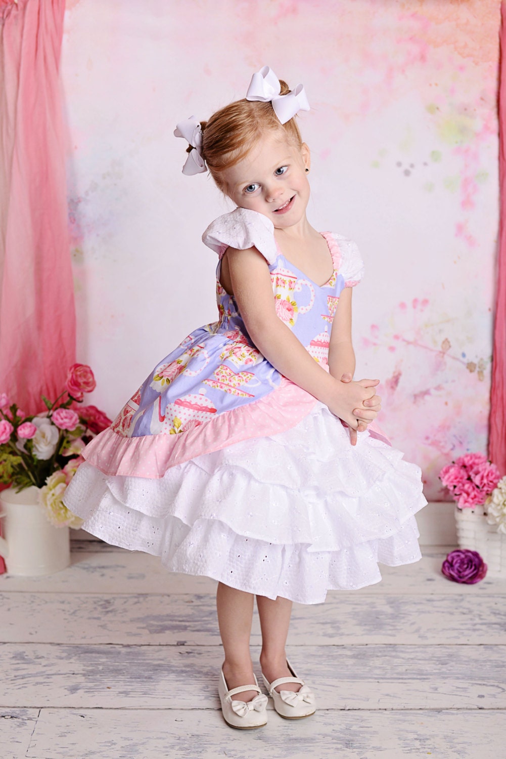 tea party dresses for teens Teen Girl White Elegant Floral Print Dress,Summer Flower Garden Party Dress,Tea Party Dresses For Women Easter Elegant Spring Dress