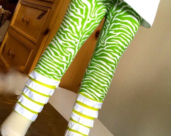 18 months Girls Zebra Ruffle Leggings Green