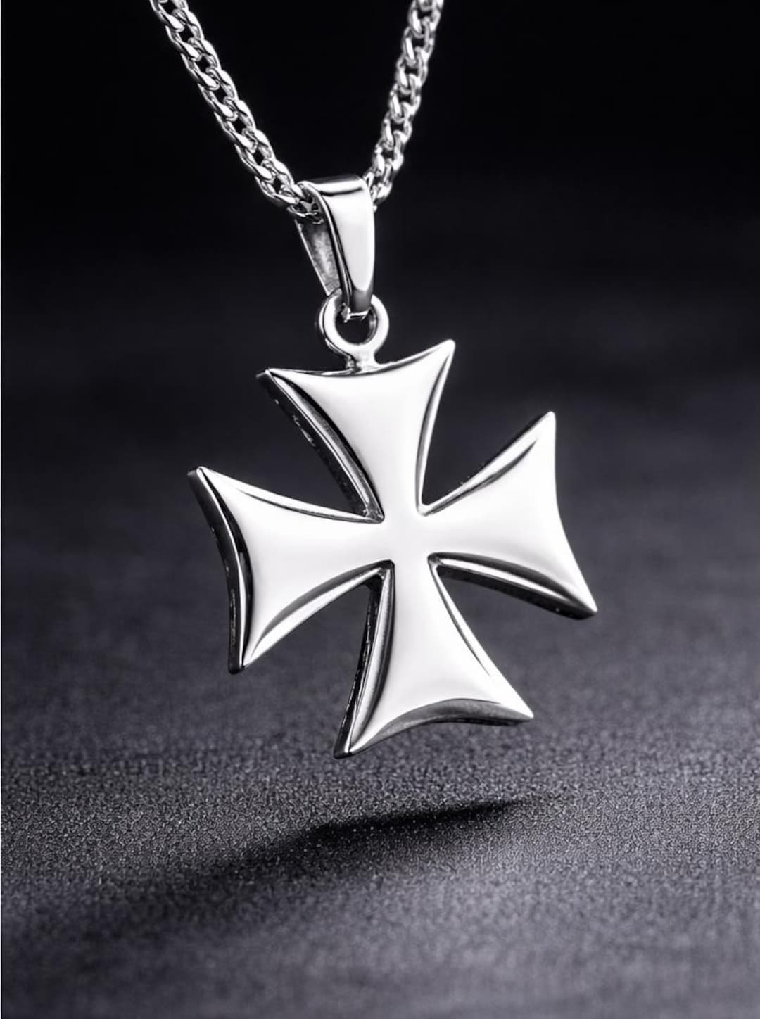 925 Sterling Silver Unisex Maltese Cross Pendant With Chain | Charm ...