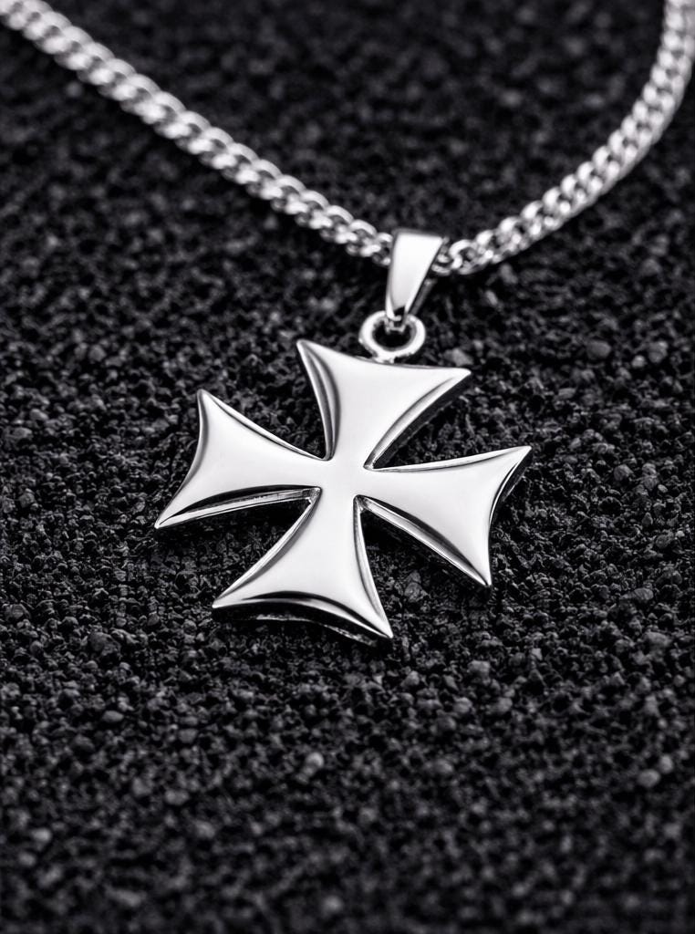 925 Sterling Silver Unisex Maltese Cross Pendant With Chain | Charm ...