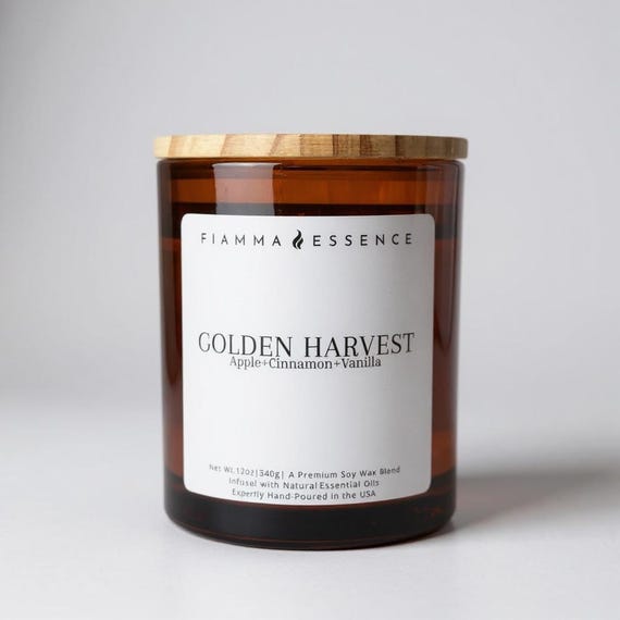 Apple Cinnamon Soy Candle - Golden Harvest - 12oz