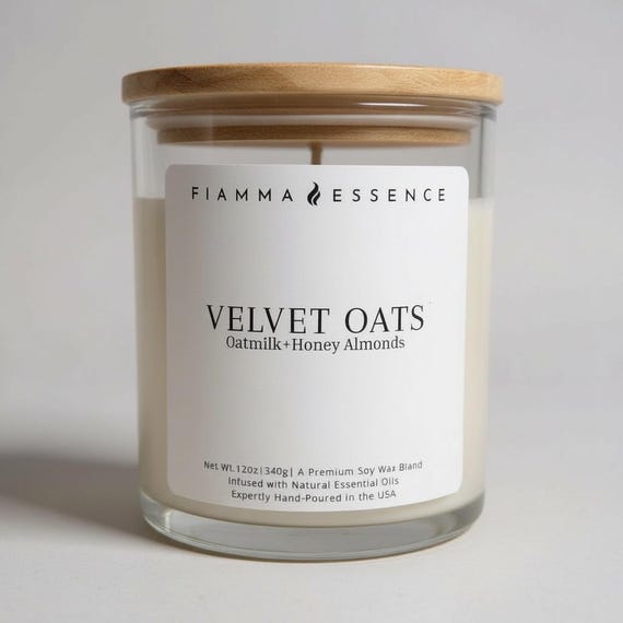 Velvet Oats Soy Wax Candle - Oatmilk & Honey Almond Scent