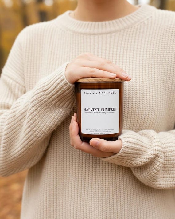 Harvest Pumpkin Soy Candle: Spiced Autumn Aroma, Cozy Home Decor