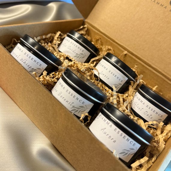 Scented Candle Sampler Box – Holiday Gift Set of 6 | Soy Candles | gift for friend | home decor | Gift for her