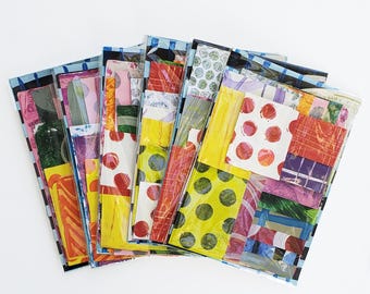 Painted Papers Ephemera Collage Packs #4, 21 similar papers in each pack, approximate sizes range from 6"x8.5" to 1.75"x3.5"