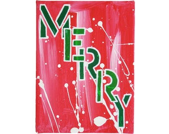 Graffiti Word "MERRY" 6"x8" acrylic paint on stretched canvas