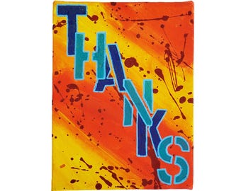 Graffiti Word "THANKS" 6"x8" acrylic paint on stretched canvas