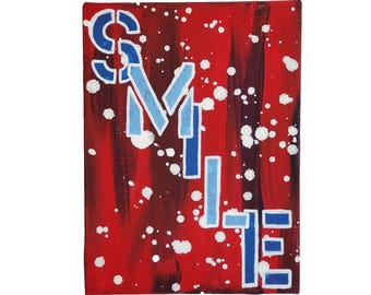 Graffiti Word "SMILE" 6"x8" acrylic paint on stretched canvas