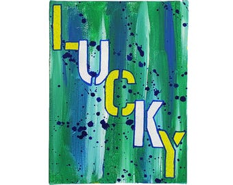 Graffiti Word "LUCKY" 6"x8" acrylic paint on stretched canvas