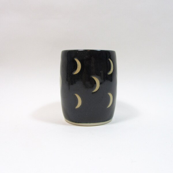 Crescent moon cup, black and unglazed