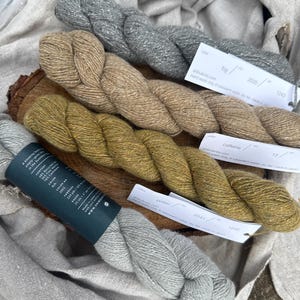 Shibui Knits Yarn Collection Shibui Pebble  Fingering Yarn Recycled Silk Fine merino wool Cashemere yarn Pollen  Caffeine  Ash Fog