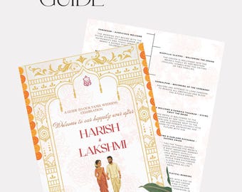 Mall för tamilskt bröllopsprogram | Broschyr för hinduisk ceremoni | Personlig digital nedladdning | Kulturellt bröllopsbrevpapper
