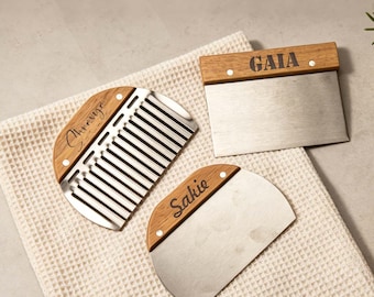 Engraved Dough Cutter, Custom Bench Scraper with Wood Handle, Baking Gadget Gift, Mother's Day Gift, Home Kitchen Gift, Corporate Gifts