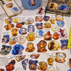Pacchetto promozionale 2 fogli di adesivi “Gli amici di Mathilde – Piccoli artigiani” – 30 simpatici adesivi kawaii