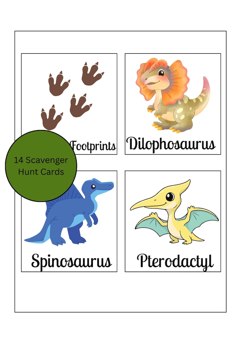 Dinosaur Scavenger Hunt Game | Dinosaur Party Activity for Kids ...