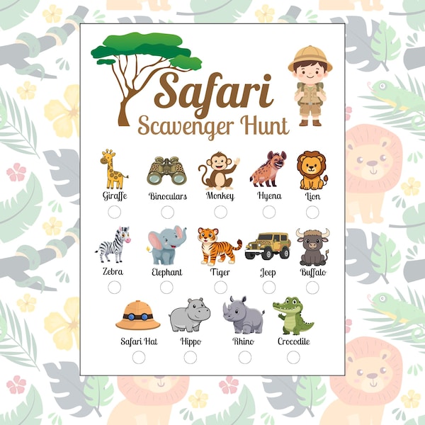 Safari Scavenger Hunt Printable - Etsy