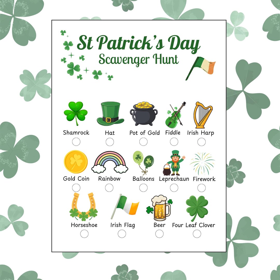 St Patrick’s Day Scavenger Hunt | Kids Party Game | Family Activity ...