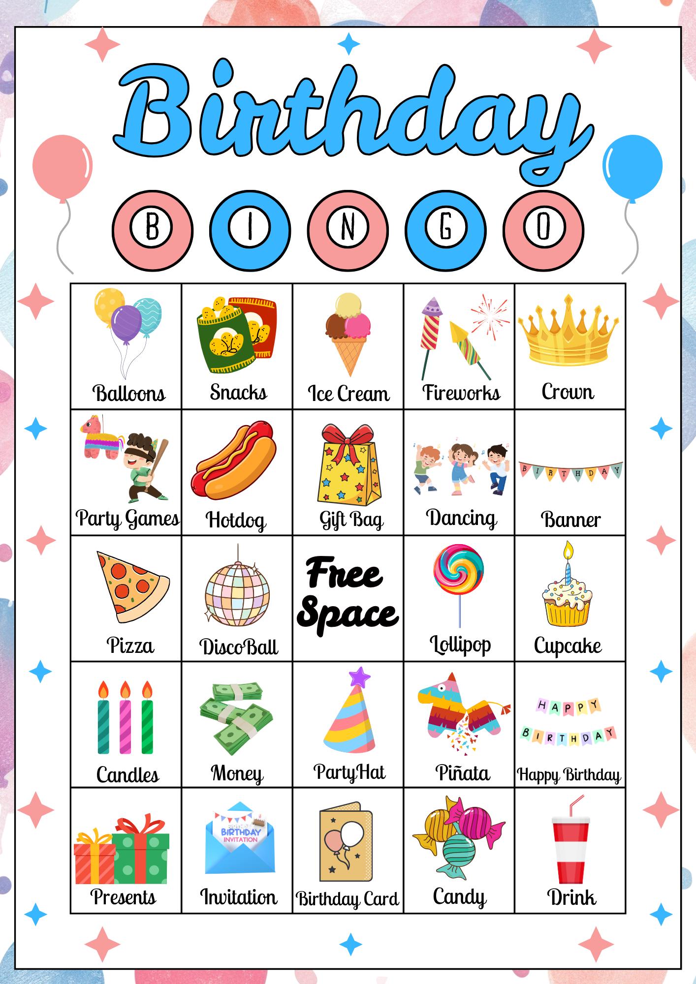 Birthday Bingo Game: 30 Printable Cards, Family Party (PDF) - Etsy